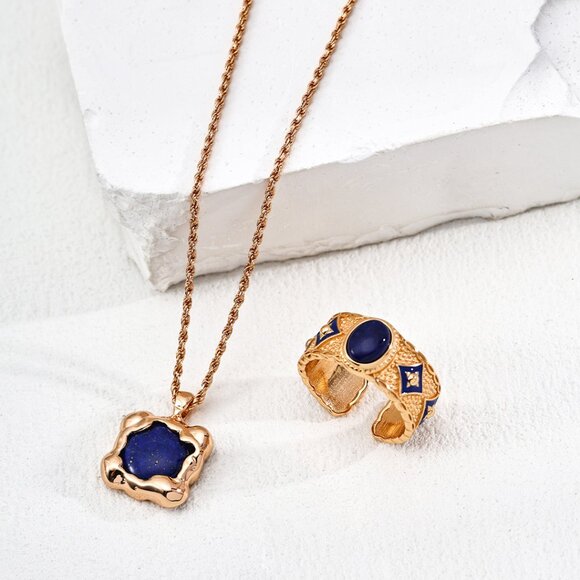 💙 Artisan Original Organic Lapis Lazuli Pendant Necklace | S925 Gold - Picture 6 of 9